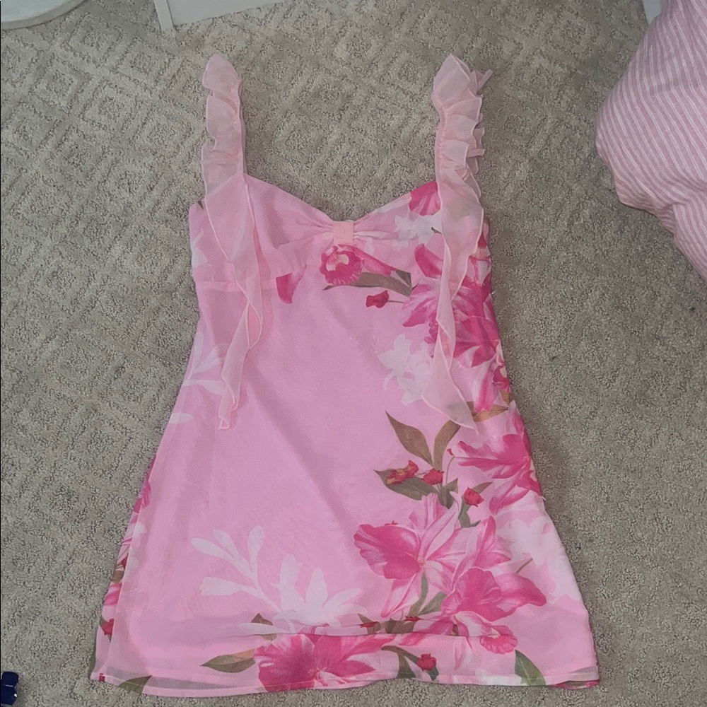 Beginning Boutique Pink Floral mini dress (worn once)